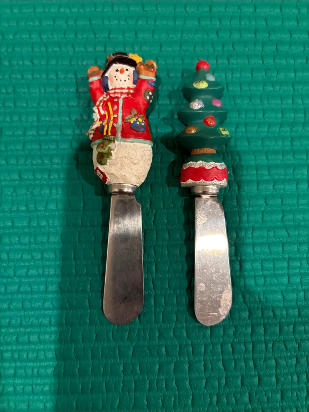Holiday Snowman and Tree Stainless Steel Spreaders
